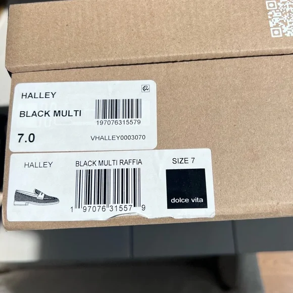 New, Dolce Vita Halley Black and Cream Patterned Loafers - Picture 5 of 8